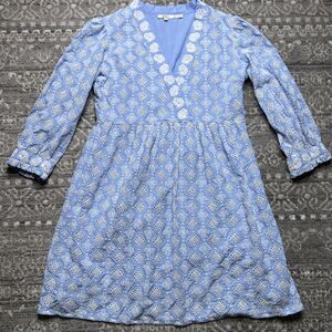 Anthropologie Mahila Camilla Embroidered Blue White Eyelet Dress Size XL